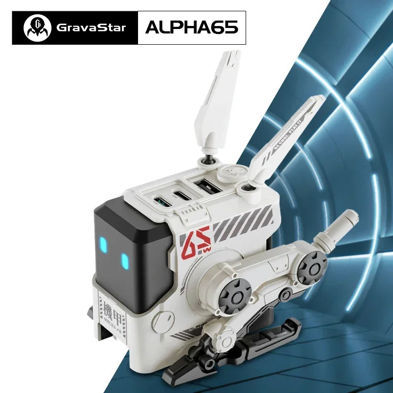 Gravastar ALPHA65- Cargador Rápido para celular de 65w con Bases de Carga Variadas y Diseño Modernoi