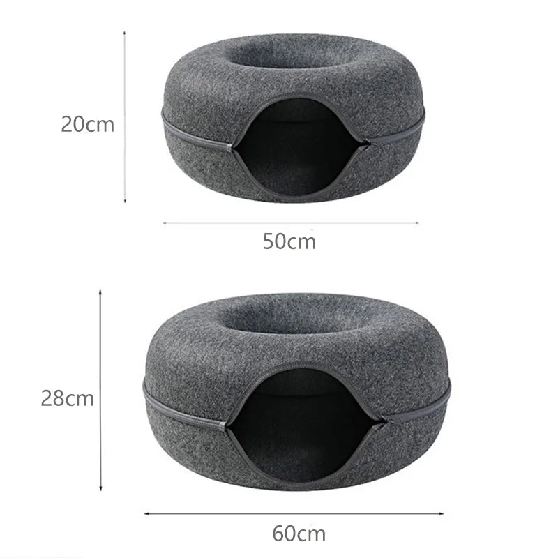 Cama para gatos en forma de donut, funcional para dos gatos