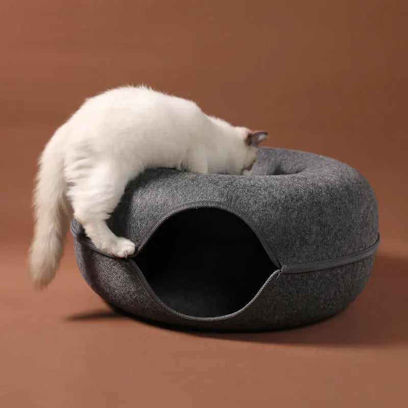 Cama para gatos en forma de donut, funcional para dos gatos