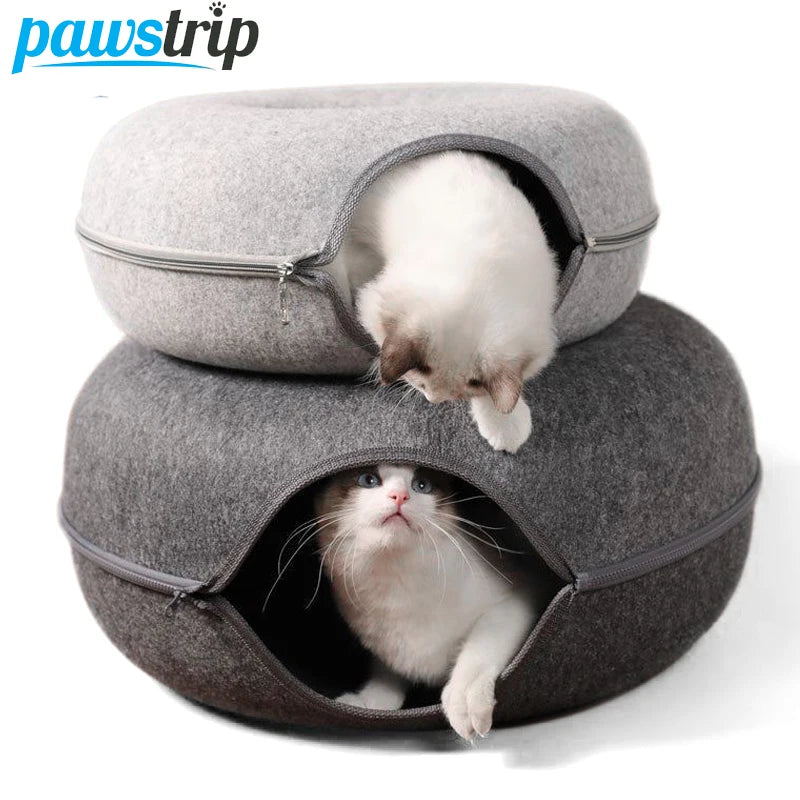 Cama para gatos en forma de donut, funcional para dos gatos