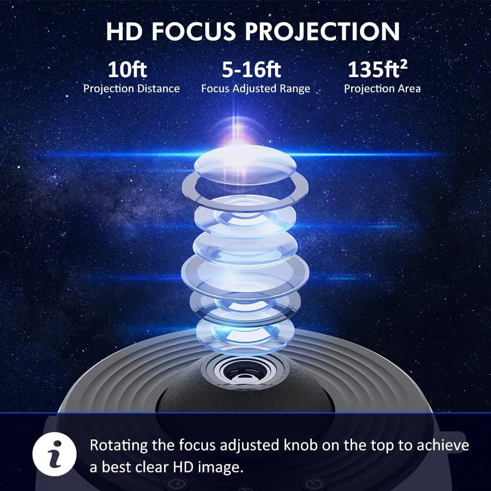 Proyector de estrellas, luz nocturna de galaxia, lámpara nocturna de cielo planetario 12 en 1, proyector espacial giratorio de 360 ° con sistema Solar para techo