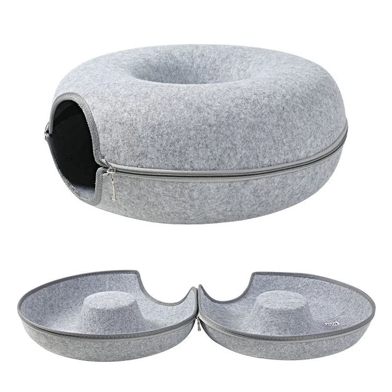 Cama para gatos en forma de donut, funcional para dos gatos