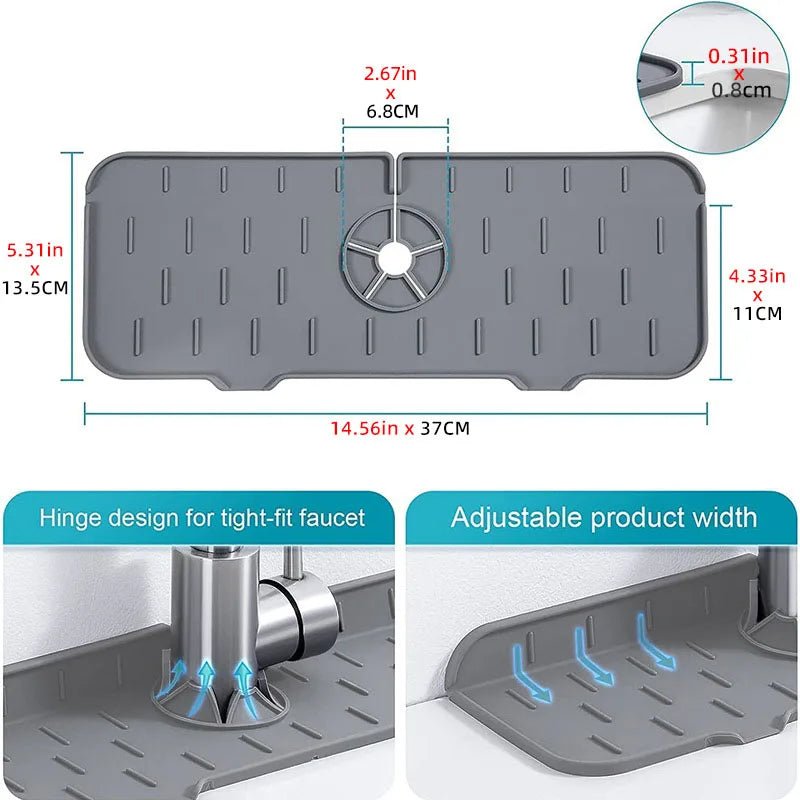 Alfombrilla absorbente de silicona para grifo, protector contra salpicaduras para fregadero de cocina