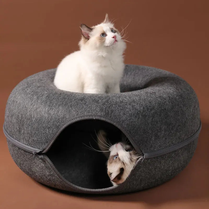 Cama para gatos en forma de donut, funcional para dos gatos